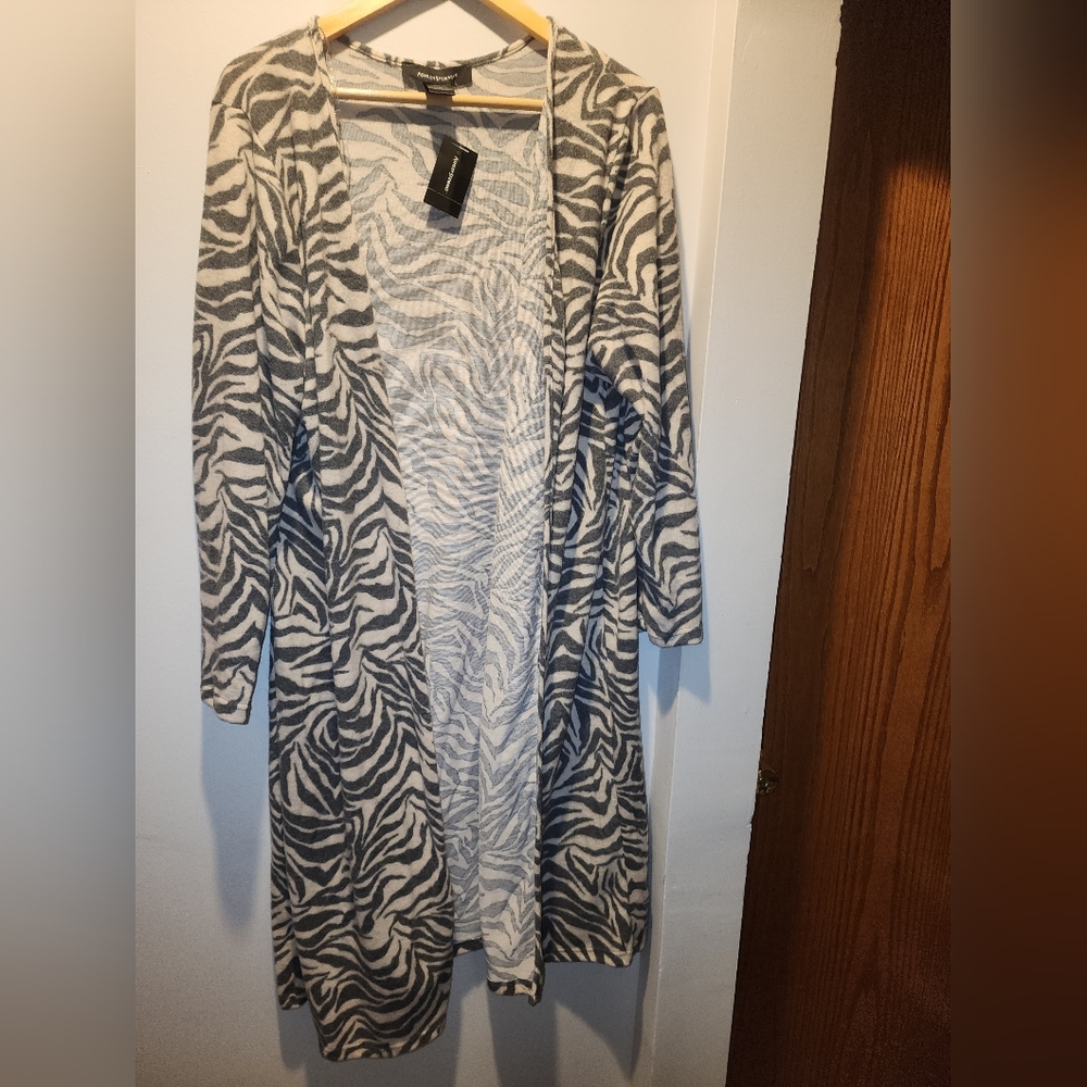 Animal Print Ashley Stewart Women's Cozy Open Cardigan 2X NWT